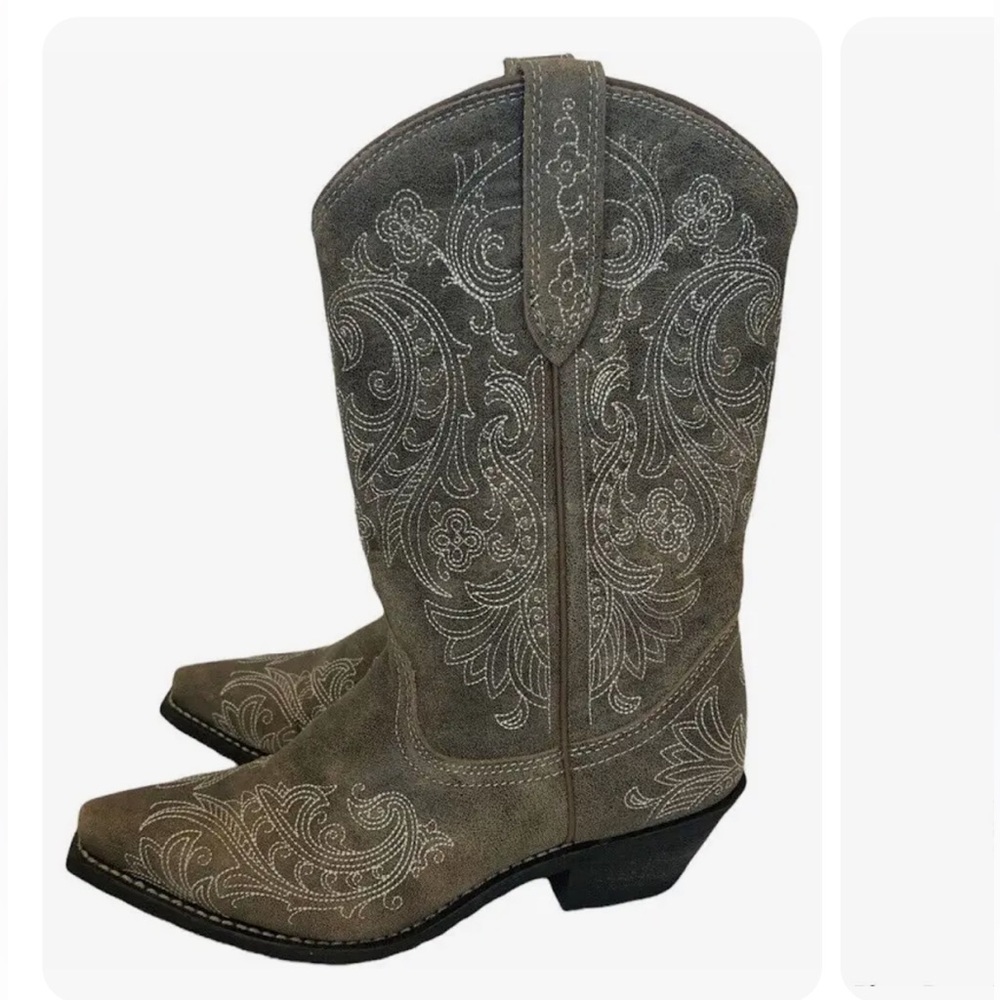 Rockin Country Collection Women’s Lace Stitching Leather Cowboy Boots